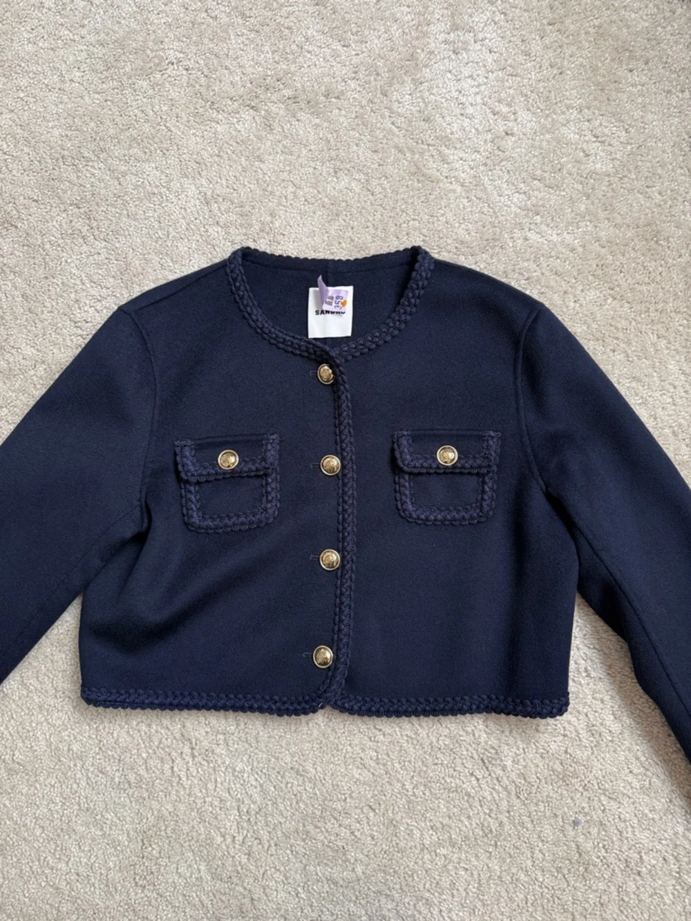 Sandro Lavande Navy Marine Blazer Jacket | FR 44 US 12 - Picture 4 of 15